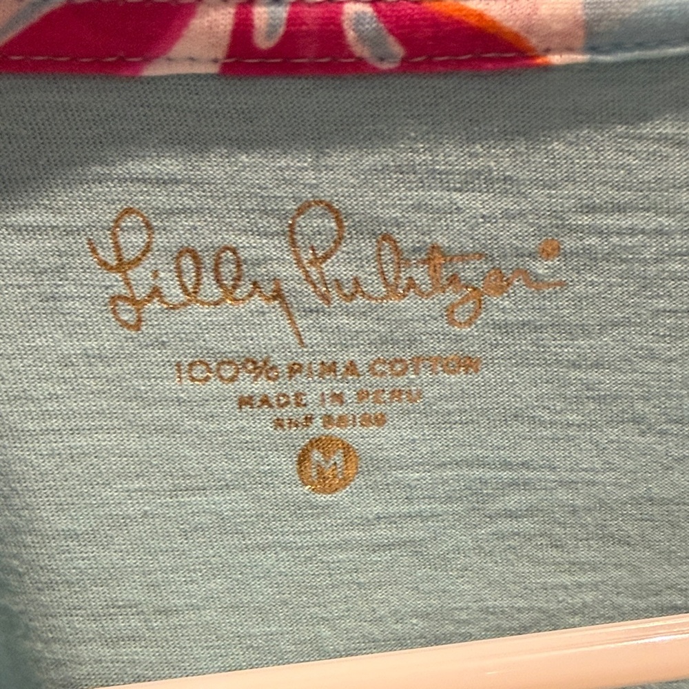 Lilly Pulitzer Aqua V-Neck Long Sleeve Top - Picture 3 of 5